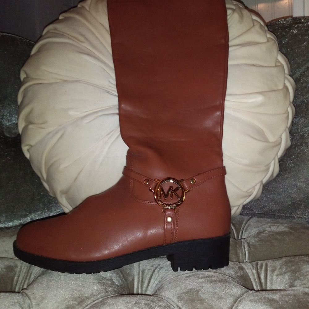 Michael Kors Womens Fulton Leather Brown Boots - Picture 2 of 7